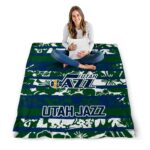 custom utah jazz floral stripes navy white blanket best selling