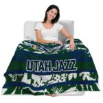 custom utah jazz floral stripes navy white blanket best selling