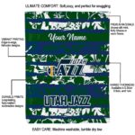 custom utah jazz floral stripes navy white blanket best selling