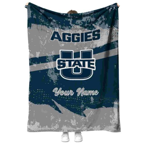 custom utah state aggies grunge streaks navy blanket best selling