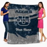 custom utah state aggies grunge streaks navy blanket best selling