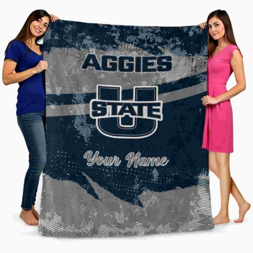 custom utah state aggies grunge streaks navy blanket fashion forward
