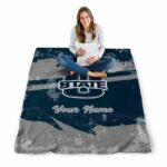 custom utah state aggies grunge streaks navy blanket best selling