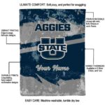 custom utah state aggies grunge streaks navy blanket best selling