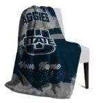 custom utah state aggies grunge streaks navy blanket best selling