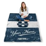 custom utah state aggies grunge texture navy white blanket high quality