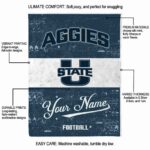custom utah state aggies grunge texture navy white blanket new arrival