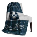custom utah state aggies grunge texture navy white blanket top rated