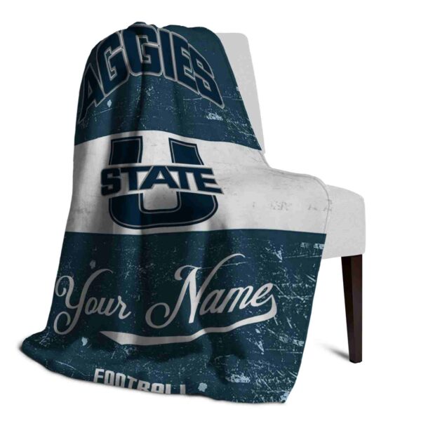 custom utah state aggies grunge texture navy white blanket top rated