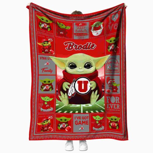 custom utah utes baby yoda red blanket best selling