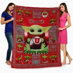 custom utah utes baby yoda red blanket best selling