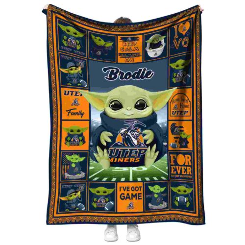custom utep miners baby yoda blue blanket best selling