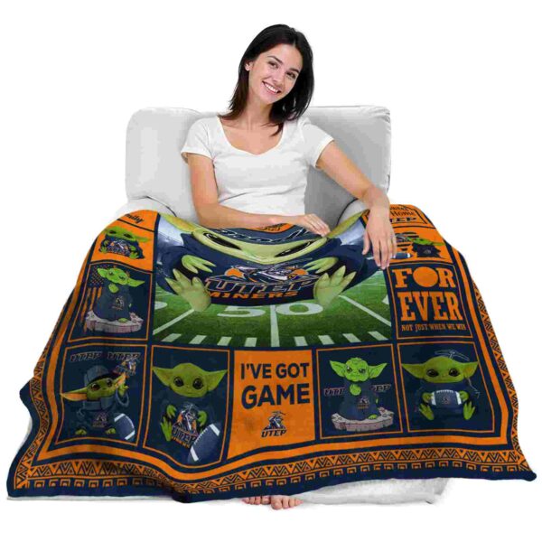 custom utep miners baby yoda blue blanket latest model