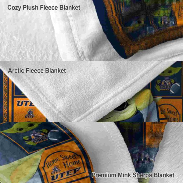 custom utep miners baby yoda blue blanket premium grade