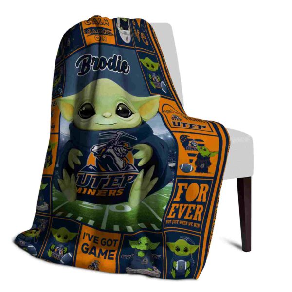 custom utep miners baby yoda blue blanket top rated