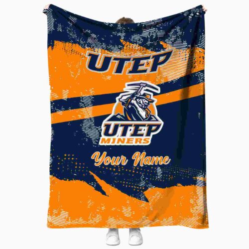 custom utep miners grunge streaks blue blanket best selling