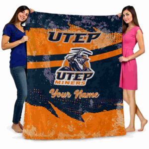 custom utep miners grunge streaks blue blanket fashion forward