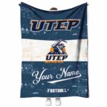 custom utep miners grunge texture blue white blanket best selling