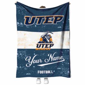 custom utep miners grunge texture blue white blanket best selling