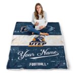 custom utep miners grunge texture blue white blanket high quality