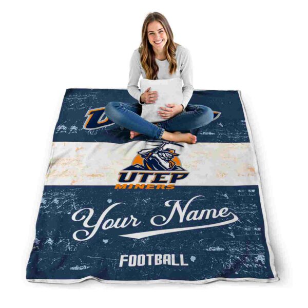 custom utep miners grunge texture blue white blanket high quality