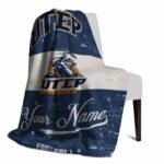 custom utep miners grunge texture blue white blanket top rated