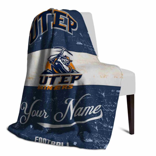 custom utep miners grunge texture blue white blanket top rated