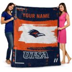 custom utsa roadrunners paint strokes orange white blanket best selling