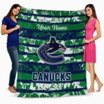 custom vancouver canucks floral stripes blue white blanket best selling