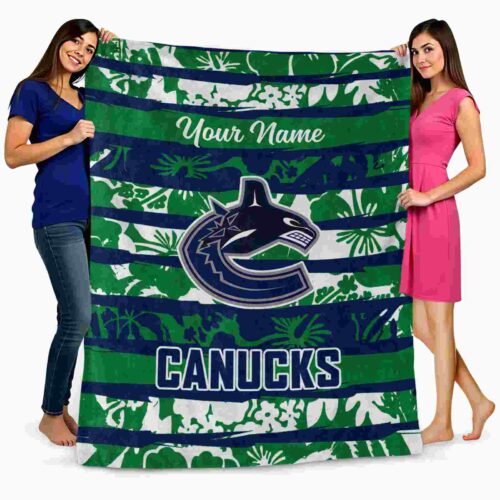 custom vancouver canucks floral stripes blue white blanket fashion forward