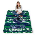 custom vancouver canucks floral stripes blue white blanket best selling