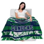 custom vancouver canucks floral stripes blue white blanket best selling