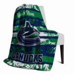custom vancouver canucks floral stripes blue white blanket best selling
