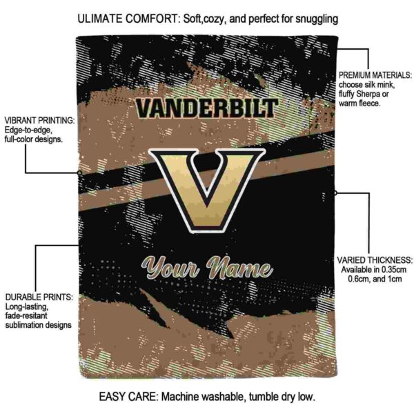 custom vanderbilt commodores grunge streaks black blanket new arrival