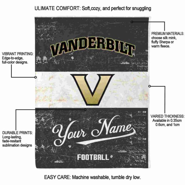 custom vanderbilt commodores grunge texture black white blanket new arrival
