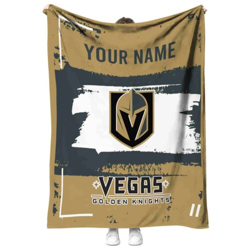 custom vegas golden knights paint strokes tan white blanket best selling