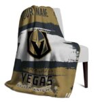 custom vegas golden knights paint strokes tan white blanket best selling