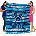 custom villanova wildcats floral stripes navy white blanket best selling