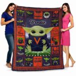 custom virginia cavaliers baby yoda blue blanket best selling