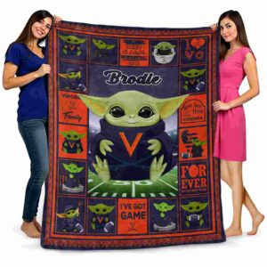custom virginia cavaliers baby yoda blue blanket fashion forward