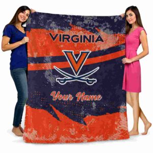 custom virginia cavaliers grunge streaks blue blanket fashion forward