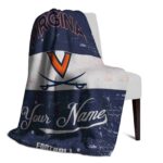 custom virginia cavaliers grunge texture blue white blanket best selling