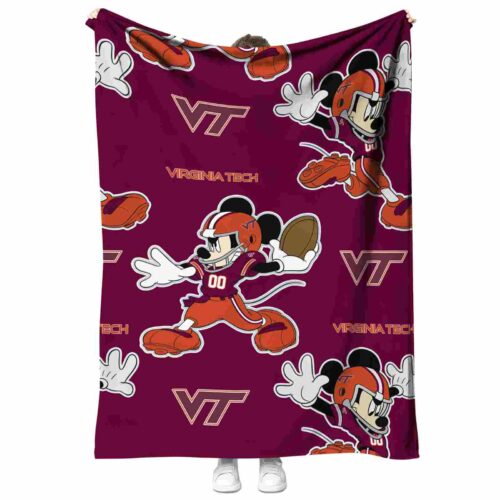 custom virginia tech hokies mickey maroon blanket best selling