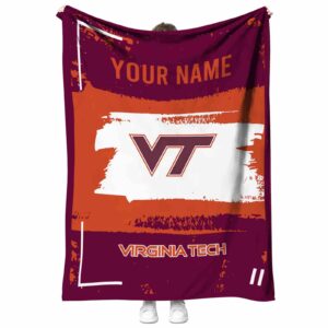 custom virginia tech hokies paint strokes maroon white blanket best selling