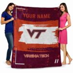 custom virginia tech hokies paint strokes maroon white blanket best selling