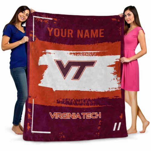 custom virginia tech hokies paint strokes maroon white blanket fashion forward
