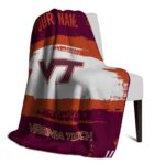 custom virginia tech hokies paint strokes maroon white blanket best selling