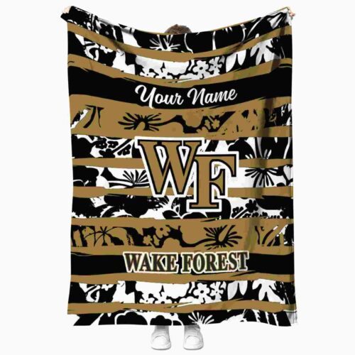 custom wake forest demon deacons floral stripes gold white blanket best selling