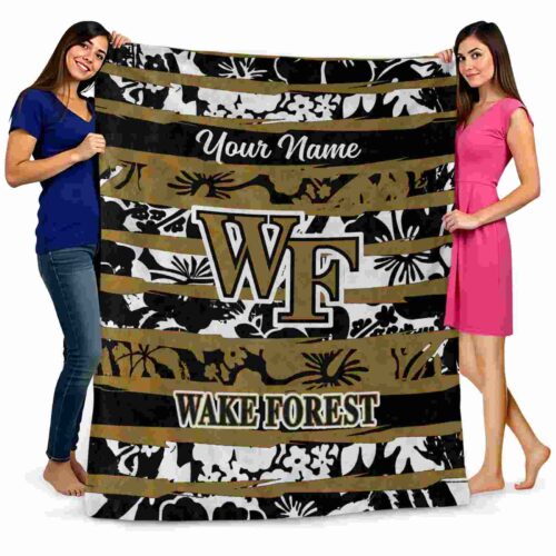 custom wake forest demon deacons floral stripes gold white blanket fashion forward