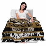 custom wake forest demon deacons floral stripes gold white blanket best selling
